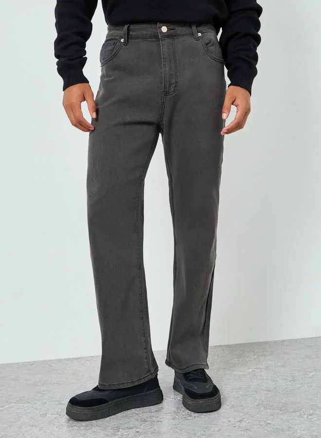 Styli  Men Grey Loose Fit Jeans for Men | Best Price UAE